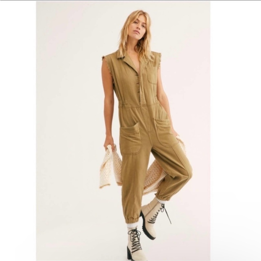 One Teaspoon Green Aviator Camp Overall Utility Jumpsuit Size S Small